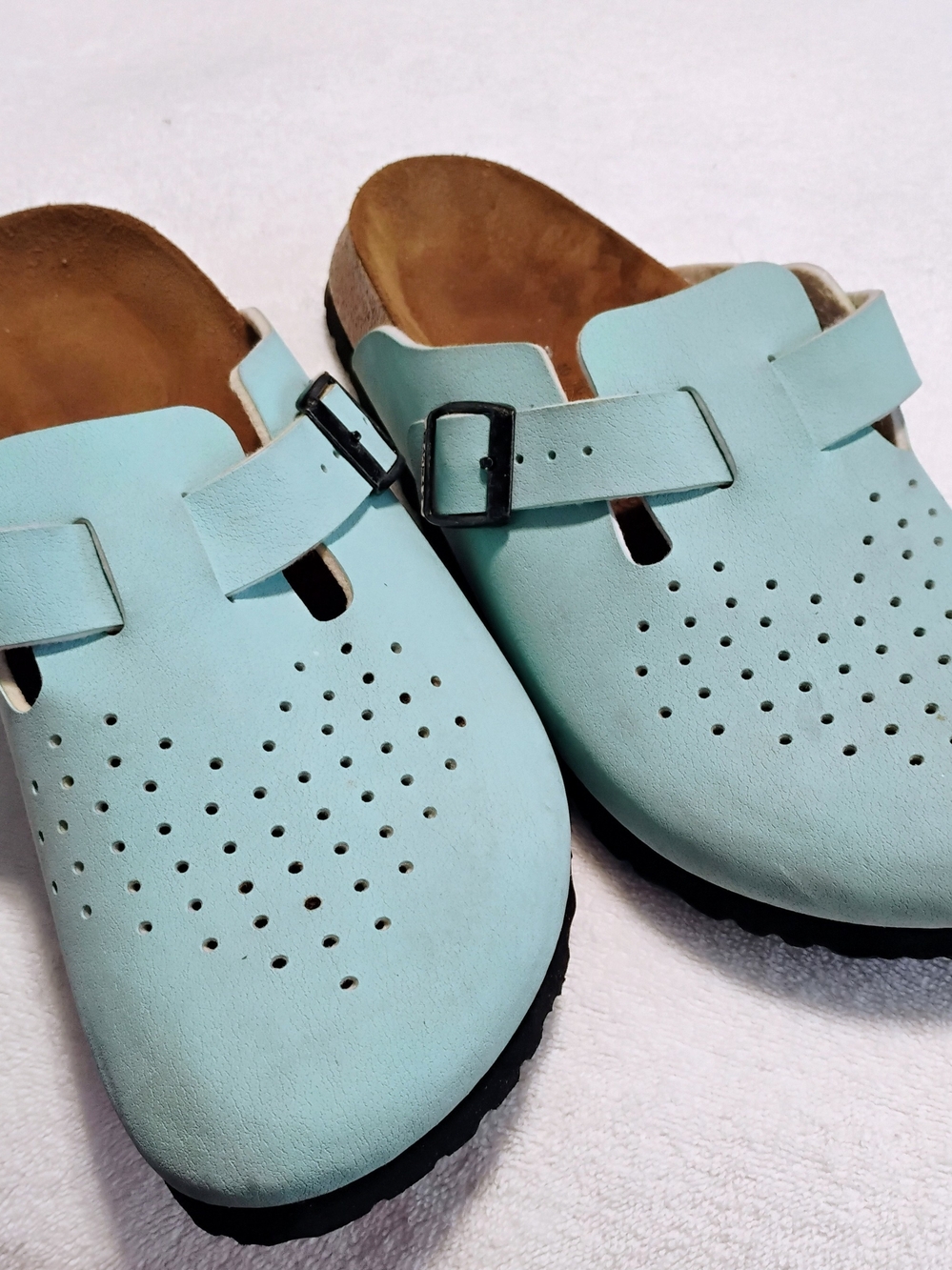 Birkenstock Burki's Blue Suede Leather Clog Sandals Comfort Shoes Ladies 9 - Picture 7 of 16